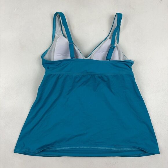 Lands' End Teal Blue Padded Tankini Swim Bikini Top Sz 8 Adjustable Straps - Picture 6 of 8